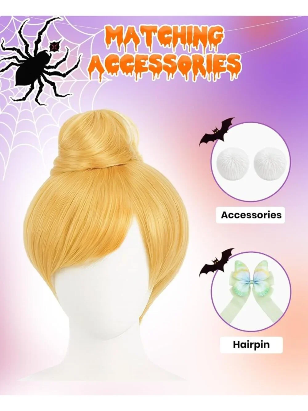 Women's Blonde Short Cosplay Convenient Set Include Adjustable Wig Cap Headpiece